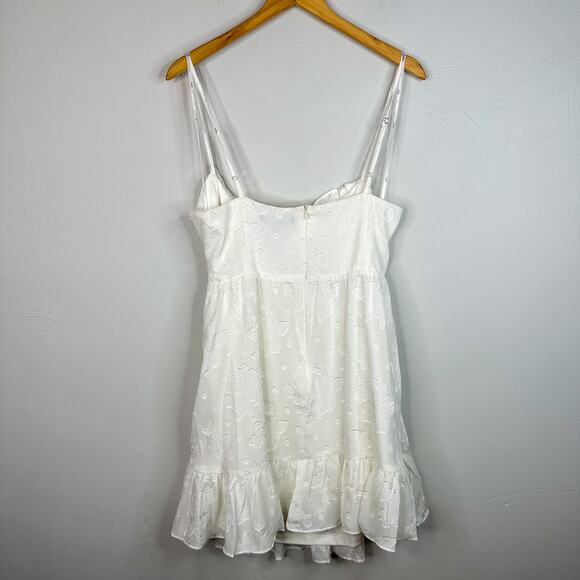 Lulus Dearest Darling White Burnout Floral Jacquard Bustier Mini Dress - Picture 9 of 10